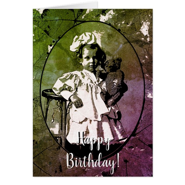 NIÑA PEQUEÑA ADORABLE CON OSO DE TEDDY DOLL 1900 (Frente)