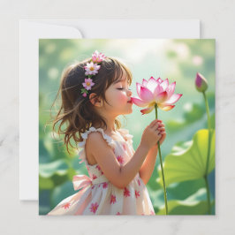 Niña pequeña bonito huele a rosa rosa