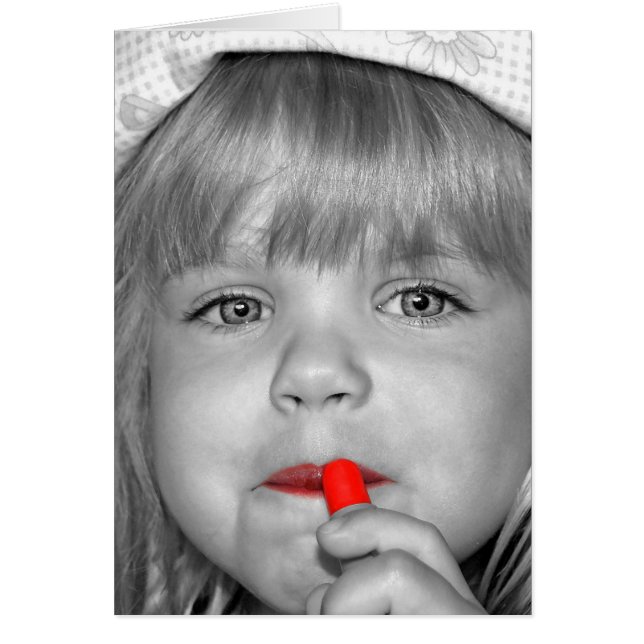 Niña pequeña con labios rojos Cumpleaños (Frente)