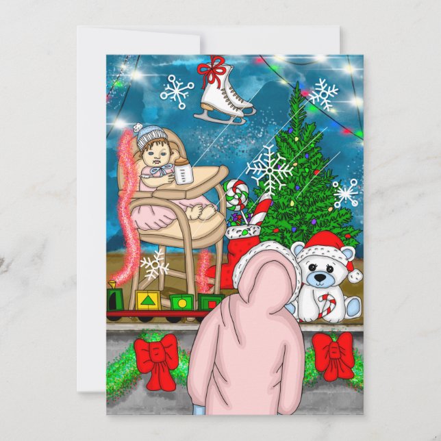 Niña pequeña con osito de peluche y ventana de Nav (Anverso)