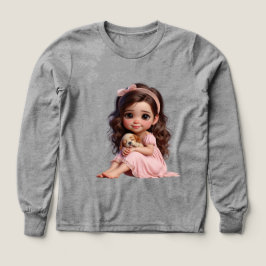 Niña pequeña con un cachorro, buena noche por Nata