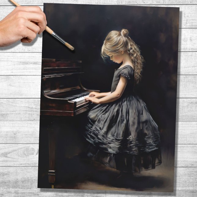 Niña pequeña jugando al piano 1 papel de descompos (Subido por el creador)