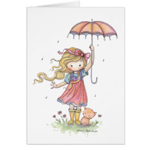 Niña Pequeña y Gato en la Lluvia