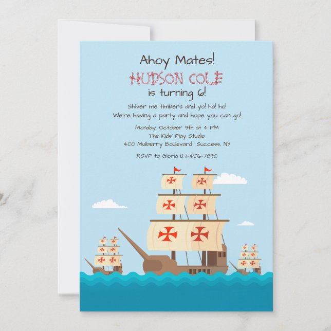 Niña, Pita y Santa Maria Invitación (Anverso)