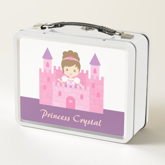 Niña Princesa Linda en Castillo Rosa Personalizado (Reverso)