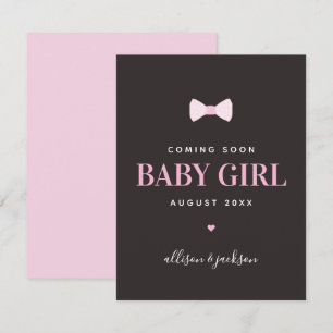 Niña que viene pronto Invitación de embarazo rosa