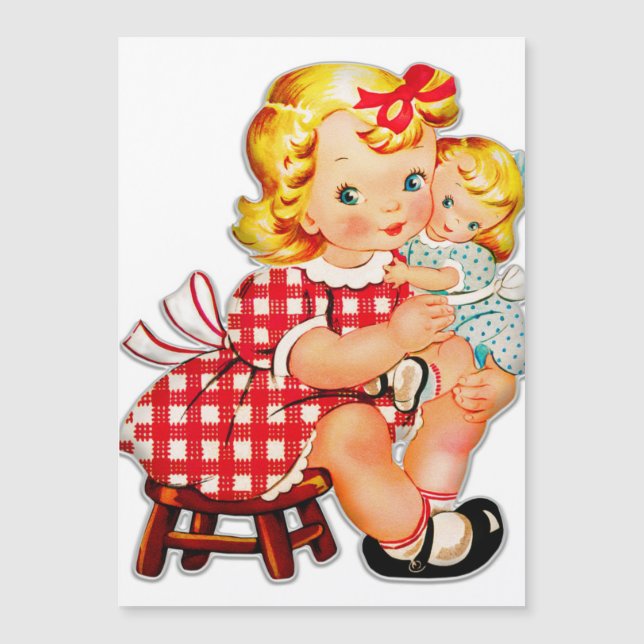 Niña retro vintage muñeca niña (Anverso)