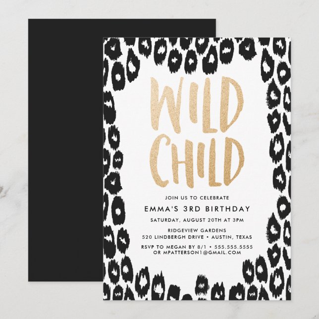 Niña Salvaje | Invitación de Cumpleaños (Anverso / Reverso)