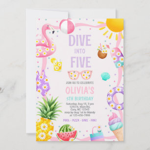 Niña se zambulle en la invitación de cumpleaños de