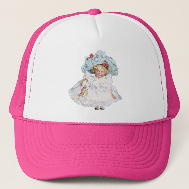 Niña victoriana de época, Gorra de Vestir Pascua (Anverso)