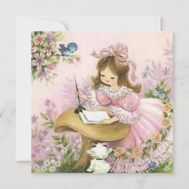 Niña Vintage Cuidadosa En El Hongo (Anverso)