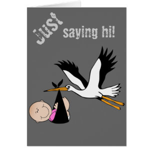 Niña y cigüeña - recién nacidas