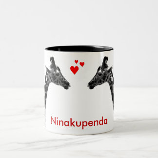 Ninakupenda "te amo" taza de la jirafa