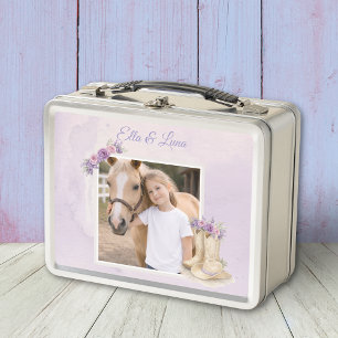 Niñas Caballo Floral Púrpura