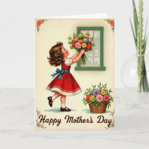 Niñas Dulces Flores Tarjeta de Felicitación