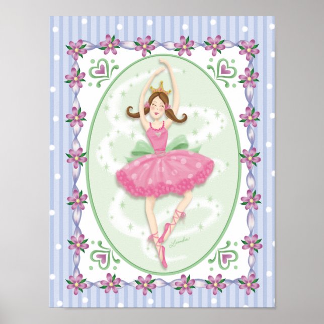 Niñas Dulces Prima Ballerina Arte de Pared (Frente)