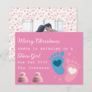 Niñas gemelas rosa blanco Feliz Navidad