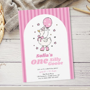 Niñas Rosadas Un Ganso Tonto Invitación para el 1e