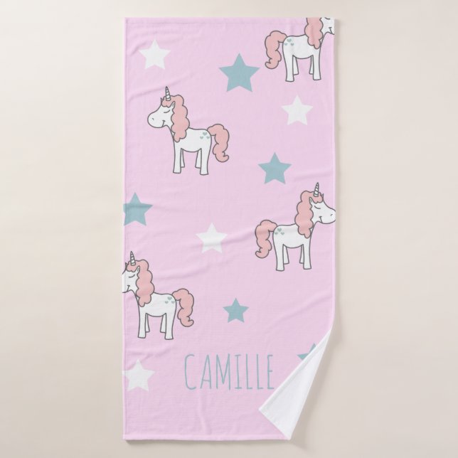 Niñas Unicornio Mágico Rosa Pastel Adorable (Toalla de baño)
