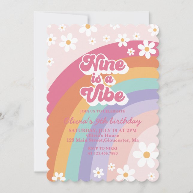 Nine is a Vibe Invitación de cumpleaños número 9 a (Anverso)