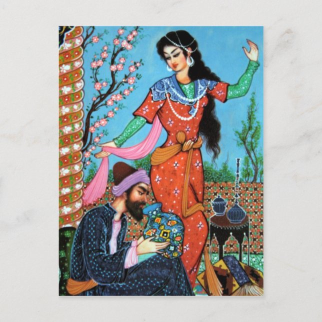 Ninfa bailando y postal poeta (Anverso)