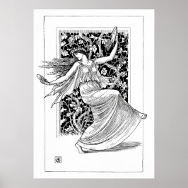 Ninfa bailarina - Arte de cosecha negra y blanca