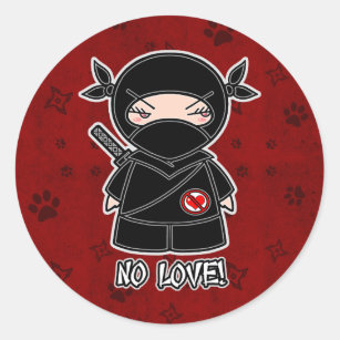 ¡Ningún amor! Ninja en pegatina rojo