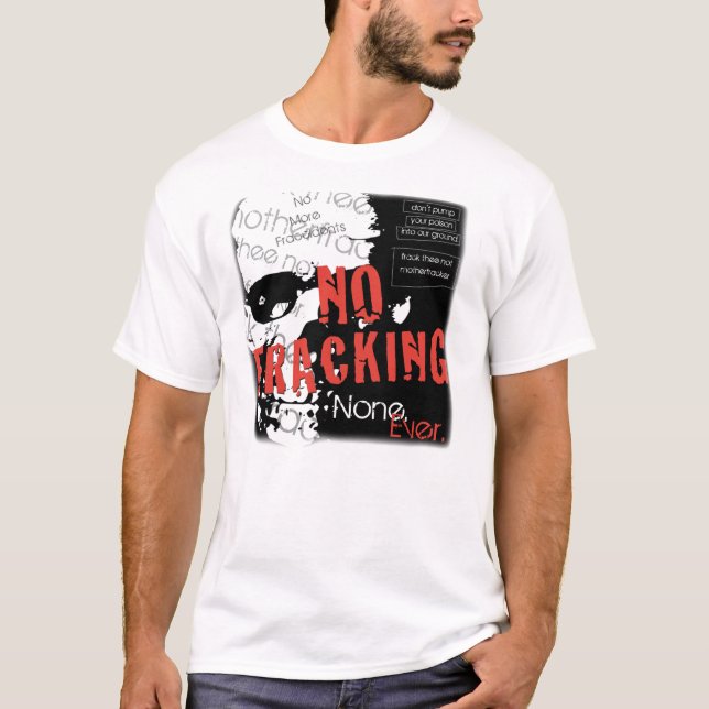 Ninguna camiseta de Fracking en el rojo, blanco y (Anverso)
