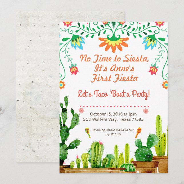 Ninguna hora a la invitación del cumpleaños de la (Anverso / Reverso)