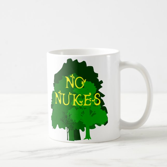 Ningunas armas nucleares con la taza de café verde (Derecha)