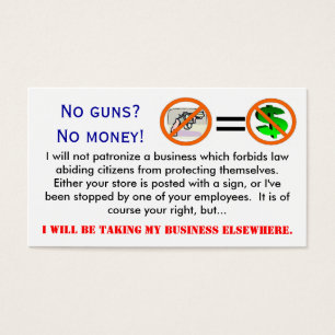 Ningunos armas = ninguna tarjeta de visita de