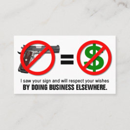 "Ningunos armas tarjeta de visita del CCW de