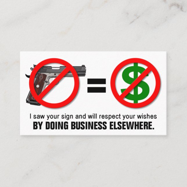 "Ningunos armas tarjeta de visita del CCW de (Anverso)