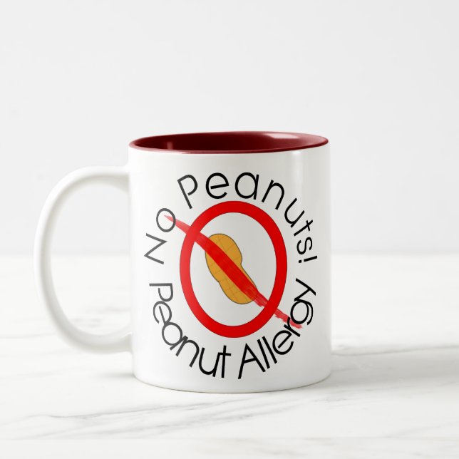 ¡NINGUNOS CACAHUETES! Taza de café de la alergia (Izquierda)