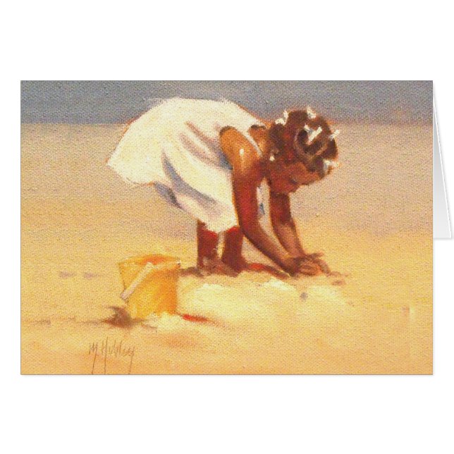 Niñita linda jugando en la arena (Anverso (Horizontal))