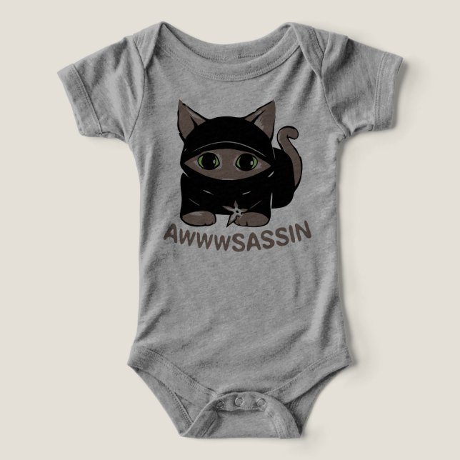 Ninja Cat Baby Bodysuit (Diseño delantero )