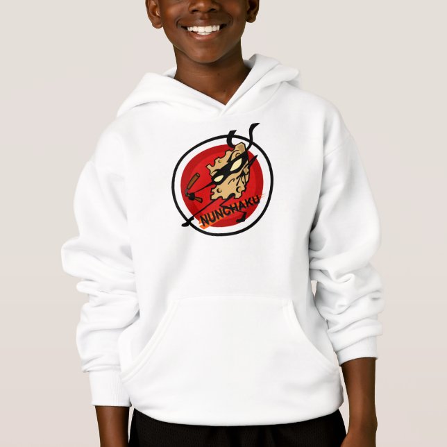 NINJA CHEESE CON NUNCHUCKS CHIDS HOODIE (Anverso)