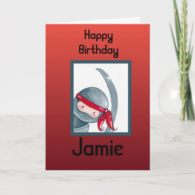 Ninja de Acuarela, Tarjeta de Cumpleaños (Anverso)