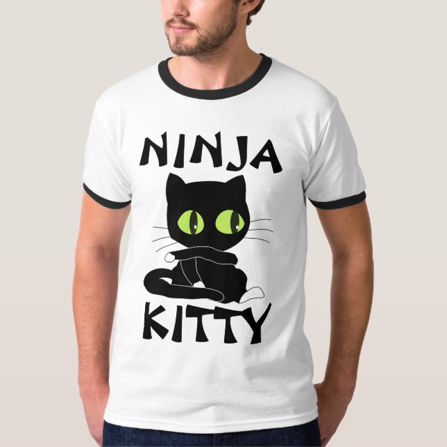 NINJA KITTY graciosas camisetas Cat (Anverso)