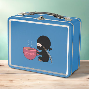 Ninja pequeño con café grande Mug azul