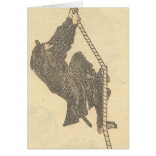 Ninja que sube una cuerda circa los 1800s Japón