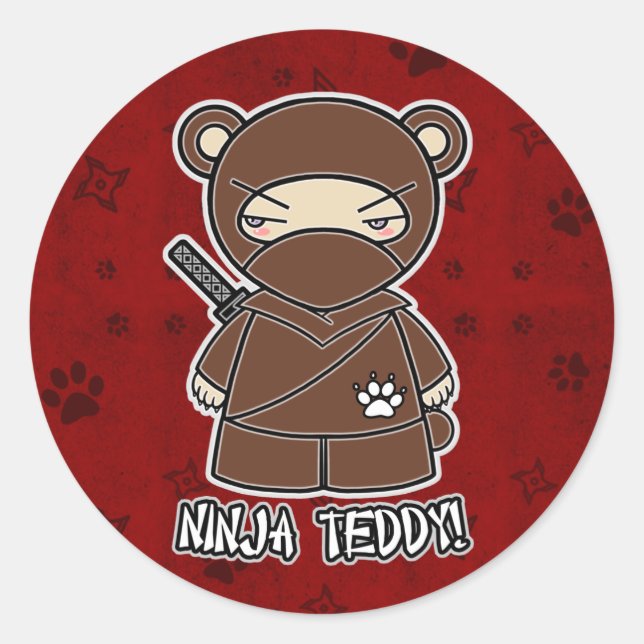 ¡Ninja Teddy! En Pegatina rojo (Anverso)