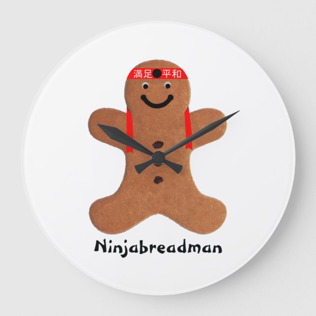 Ninjabreadman biscuit (cookie) Reloj de pared acrí (Anverso)