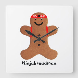 Ninjabreadman biscuit (cookie) Reloj de pared acrí