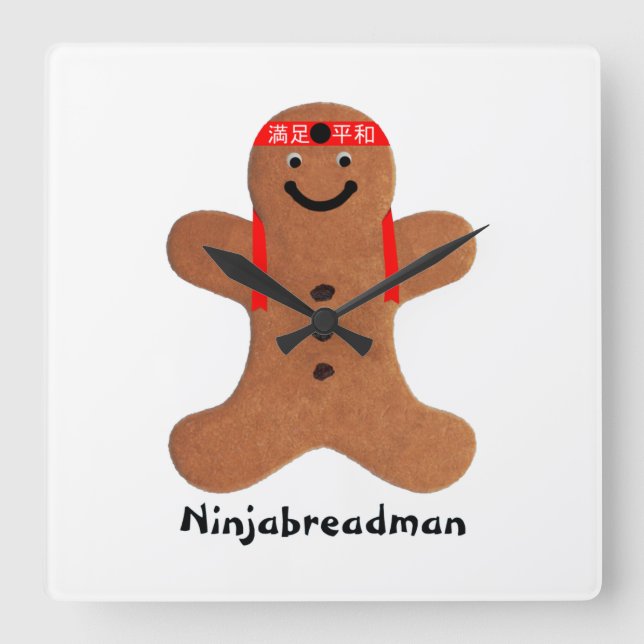 Ninjabreadman biscuit (cookie) Reloj de pared acrí (Anverso)