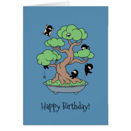 Ninjas de cumpleaños humorísticos en la tarjeta az