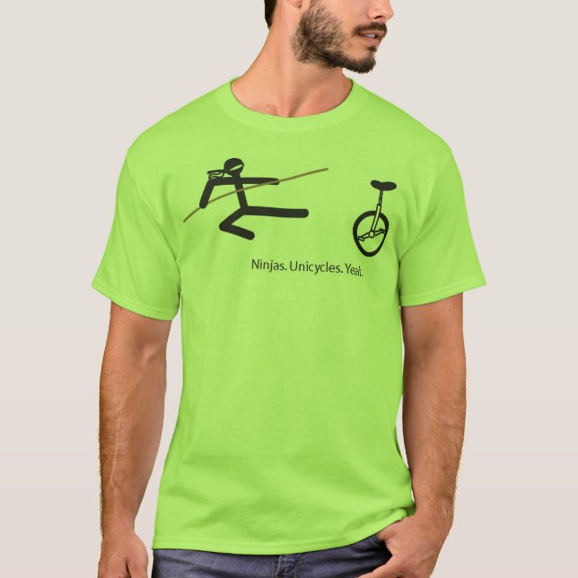 "Ninjas. Unicycles. Sí." Camisa en cal (Anverso)