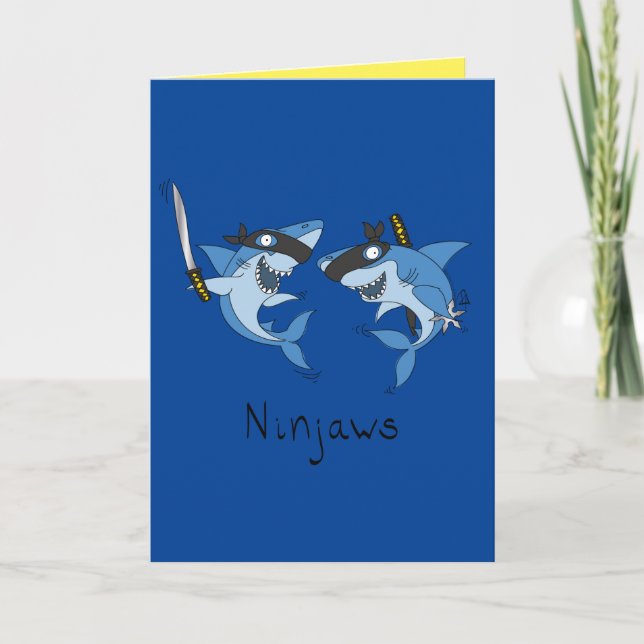 Ninjaws Ninja Sharks Graciosa Tarjeta de Saludo (Anverso)
