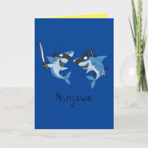 Ninjaws Ninja Sharks Graciosa Tarjeta de Saludo