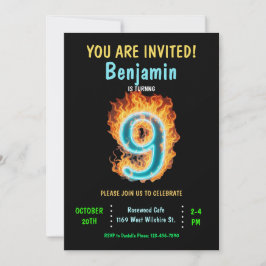 Niño 9 Invitación de cumpleaños, niño 9 cumpleaños